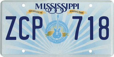 MS license plate ZCP718