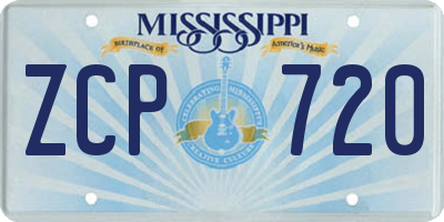 MS license plate ZCP720