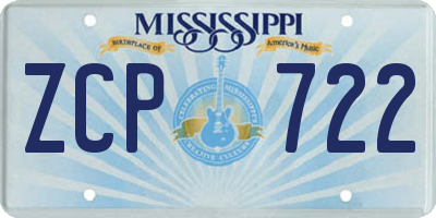 MS license plate ZCP722