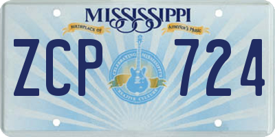 MS license plate ZCP724