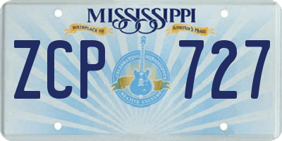 MS license plate ZCP727