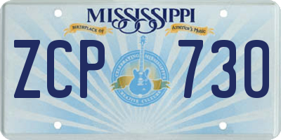 MS license plate ZCP730