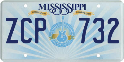 MS license plate ZCP732