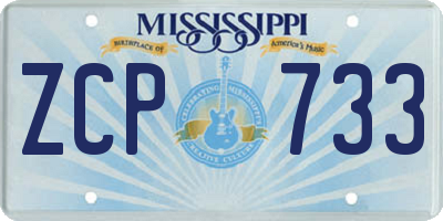 MS license plate ZCP733