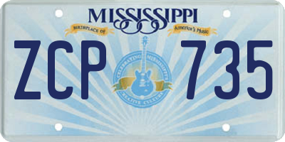 MS license plate ZCP735