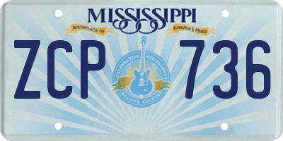 MS license plate ZCP736