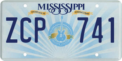 MS license plate ZCP741