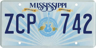 MS license plate ZCP742