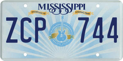 MS license plate ZCP744