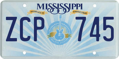 MS license plate ZCP745
