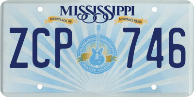 MS license plate ZCP746