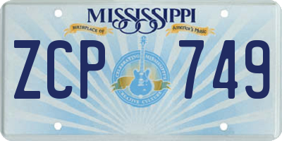MS license plate ZCP749