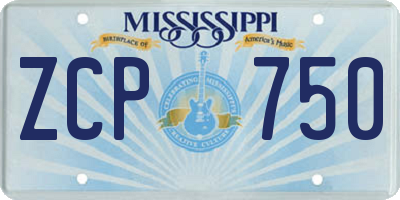 MS license plate ZCP750