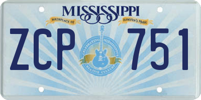 MS license plate ZCP751