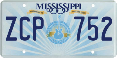 MS license plate ZCP752