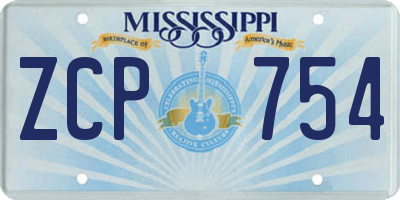 MS license plate ZCP754