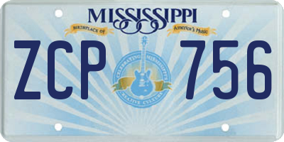 MS license plate ZCP756