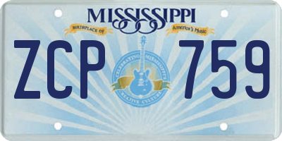 MS license plate ZCP759