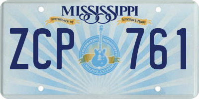 MS license plate ZCP761