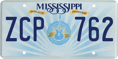 MS license plate ZCP762