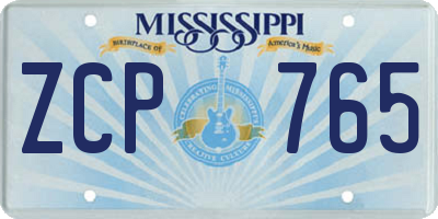 MS license plate ZCP765