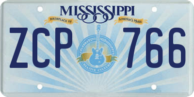MS license plate ZCP766