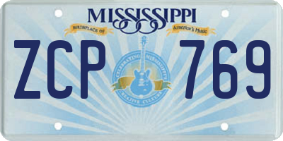 MS license plate ZCP769
