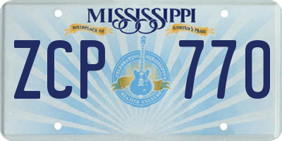 MS license plate ZCP770