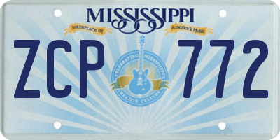MS license plate ZCP772