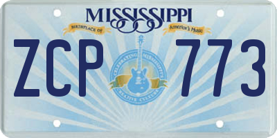 MS license plate ZCP773