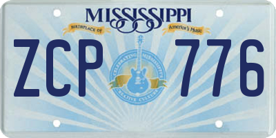 MS license plate ZCP776
