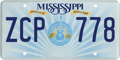 MS license plate ZCP778
