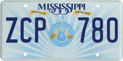 MS license plate ZCP780
