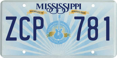 MS license plate ZCP781