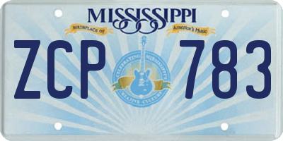 MS license plate ZCP783