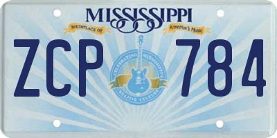 MS license plate ZCP784