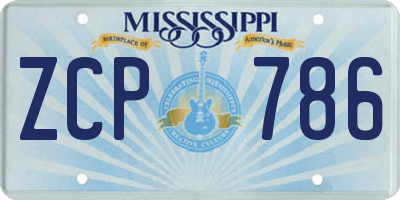 MS license plate ZCP786