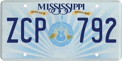 MS license plate ZCP792