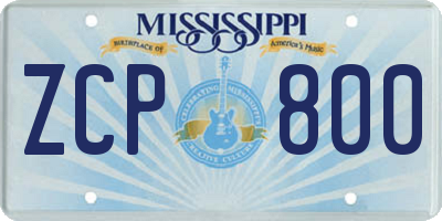 MS license plate ZCP800