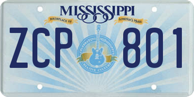 MS license plate ZCP801