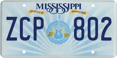 MS license plate ZCP802