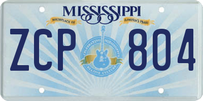 MS license plate ZCP804