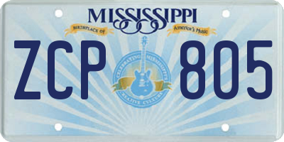 MS license plate ZCP805