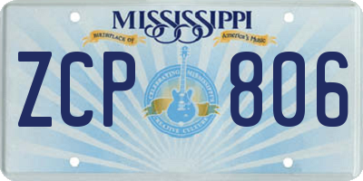 MS license plate ZCP806