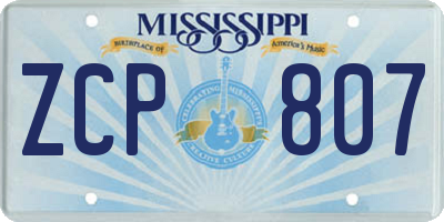 MS license plate ZCP807