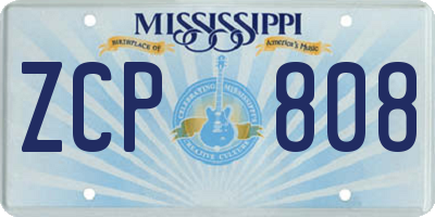 MS license plate ZCP808