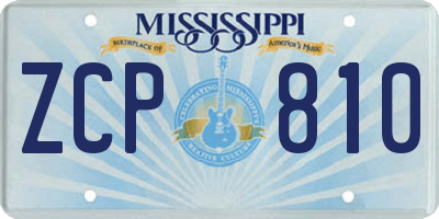MS license plate ZCP810