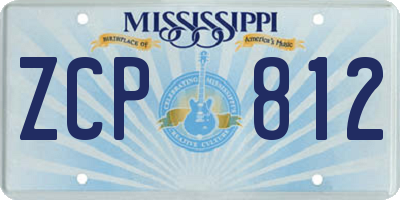MS license plate ZCP812
