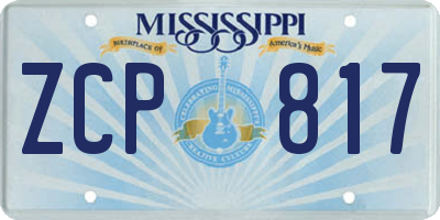 MS license plate ZCP817