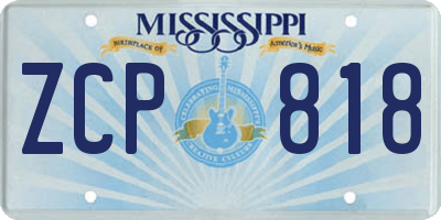 MS license plate ZCP818